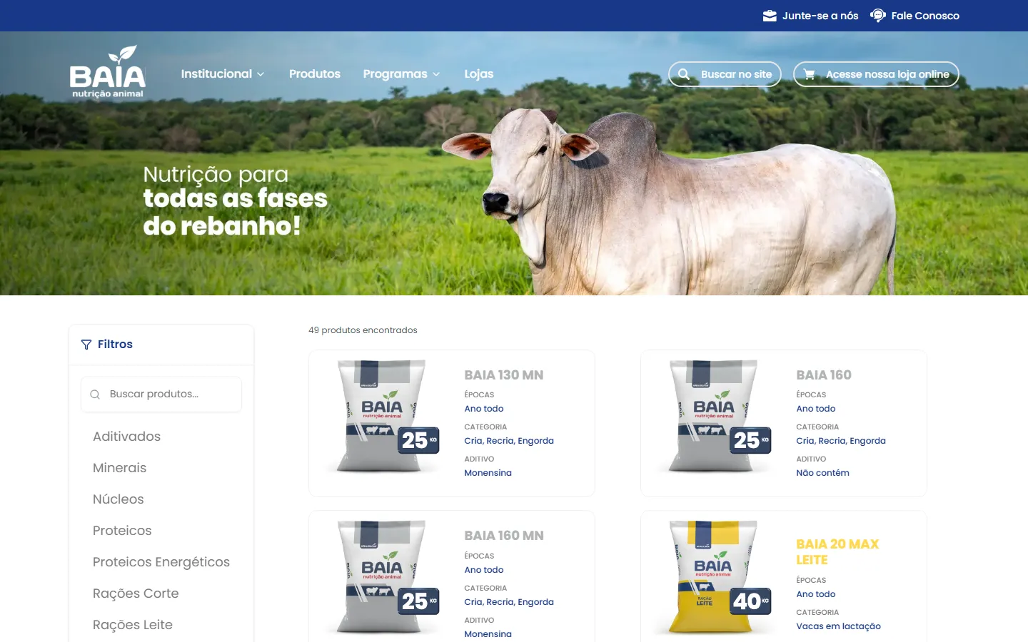 Case Baia Nutrição Animal: Site para Baia Nutrição Animal