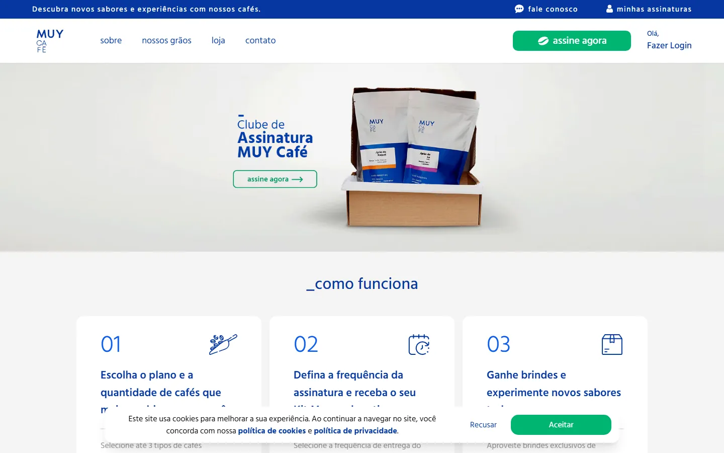 Case Muy Café Assinatura: Site de assinatura para Muy Café