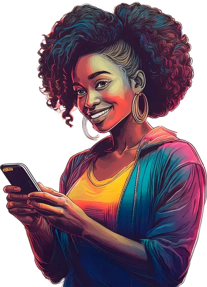 Mulher sorrindo enquanto conversa pelo celular